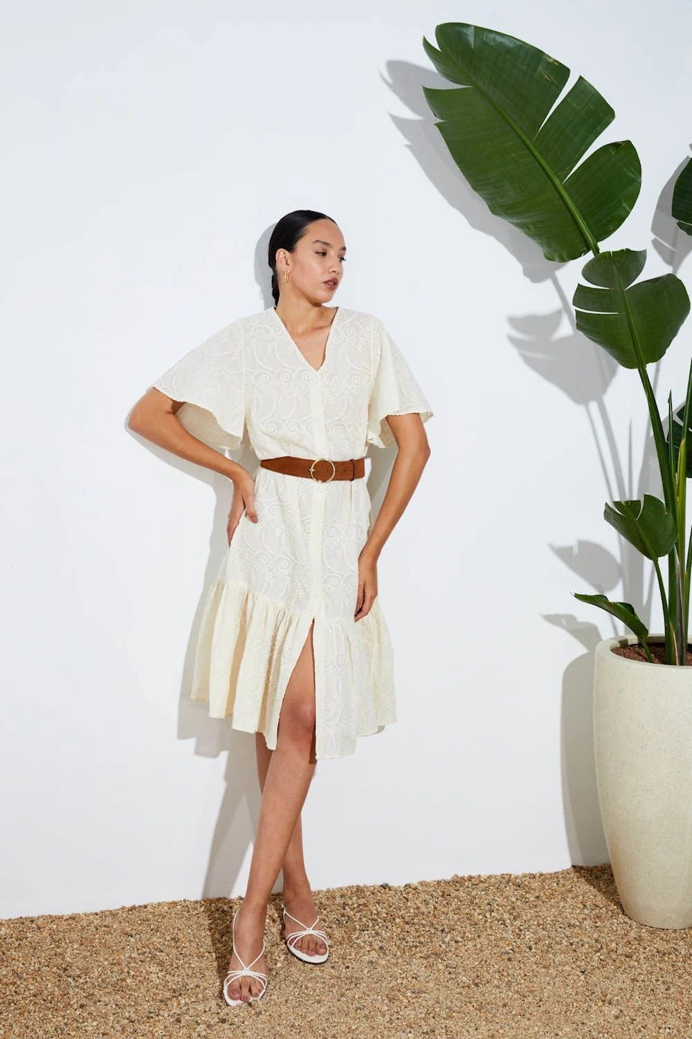 A Simple Way Co-Fisto Elbise Ekru-Elbise-1-Milagron.com