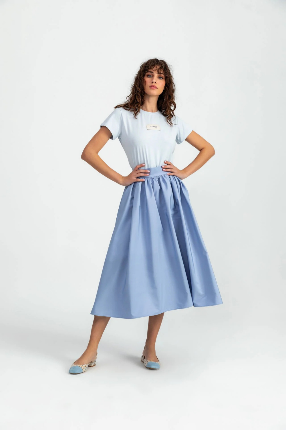 A Simple Way Co-Happy T-shirt Önü Marka Baskılı Mavi-T-Shirts-1-Milagron.com