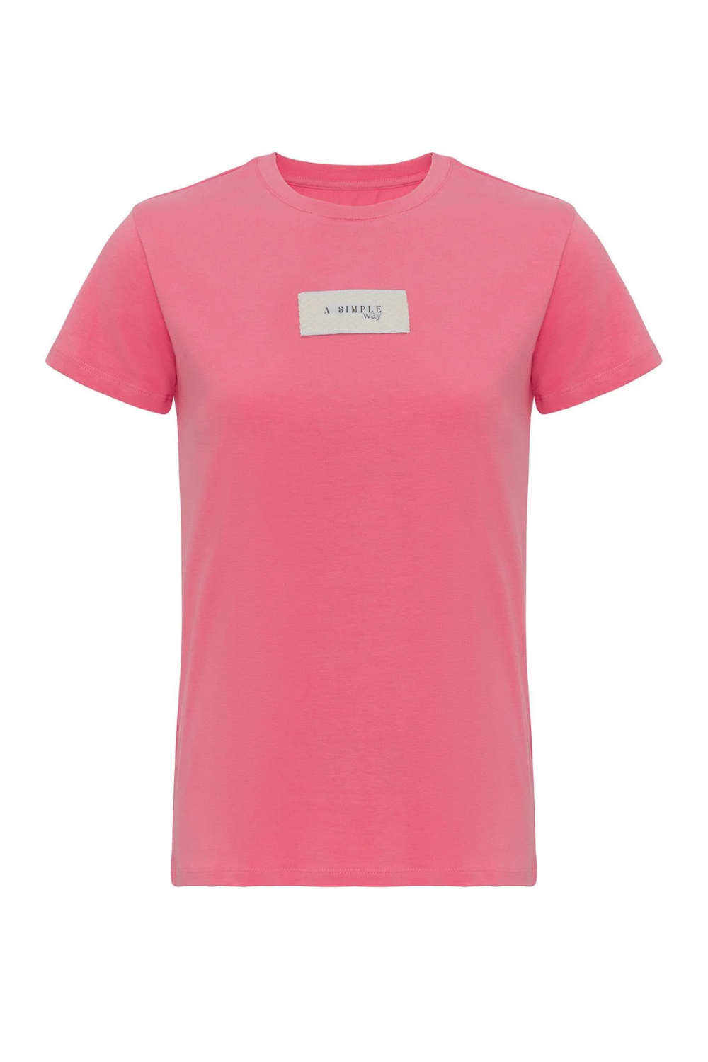 A Simple Way Co-Happy T-shirt Önü Marka Baskılı Pembe-T-Shirts-1-Milagron.com