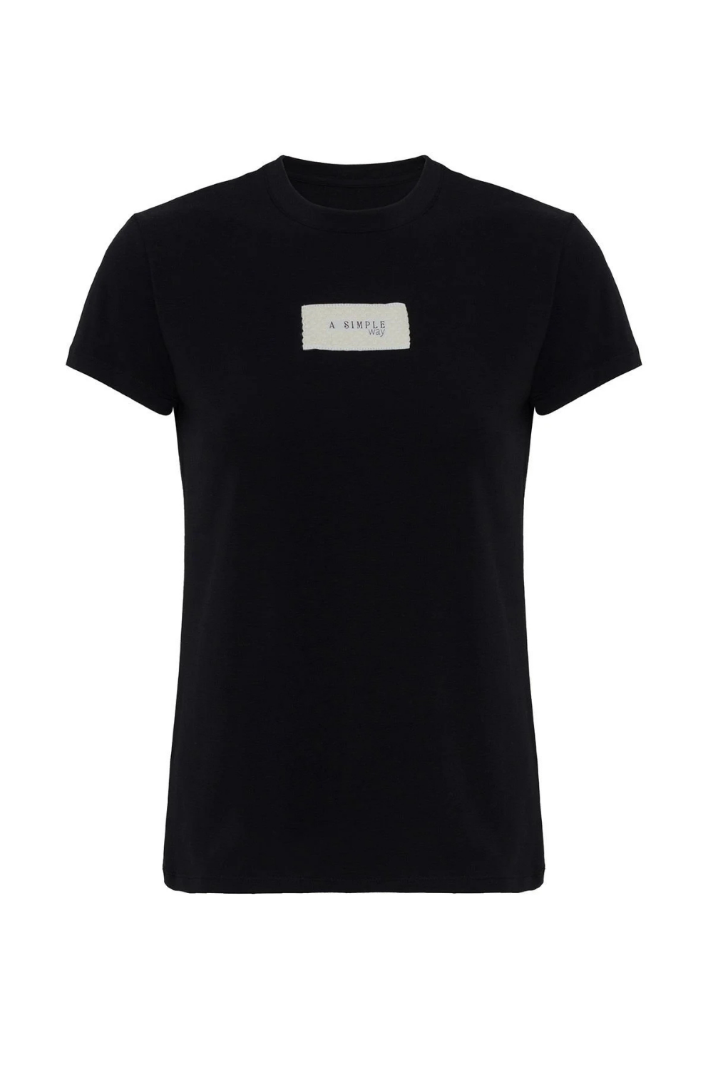 A Simple Way Co-Happy T-shirt Önü Marka Baskılı Siyah-T-Shirts-1-Milagron.com