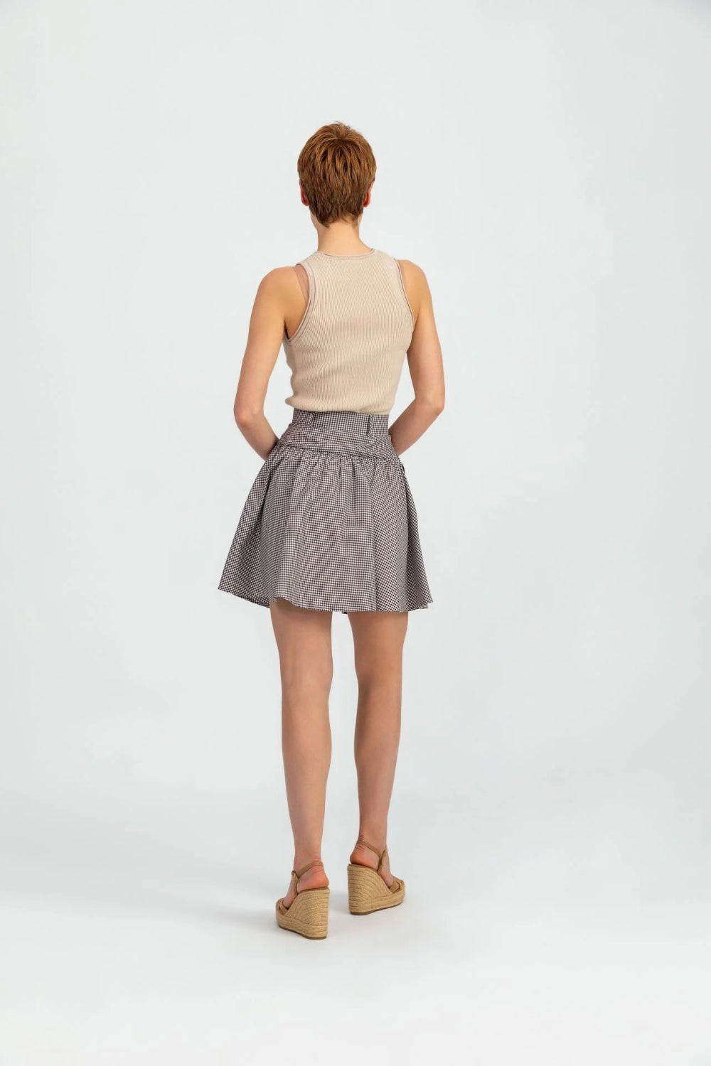 A Simple Way Co-Isabel Kahve Beyaz Küçük Pötikare-Etek-3-Milagron.com