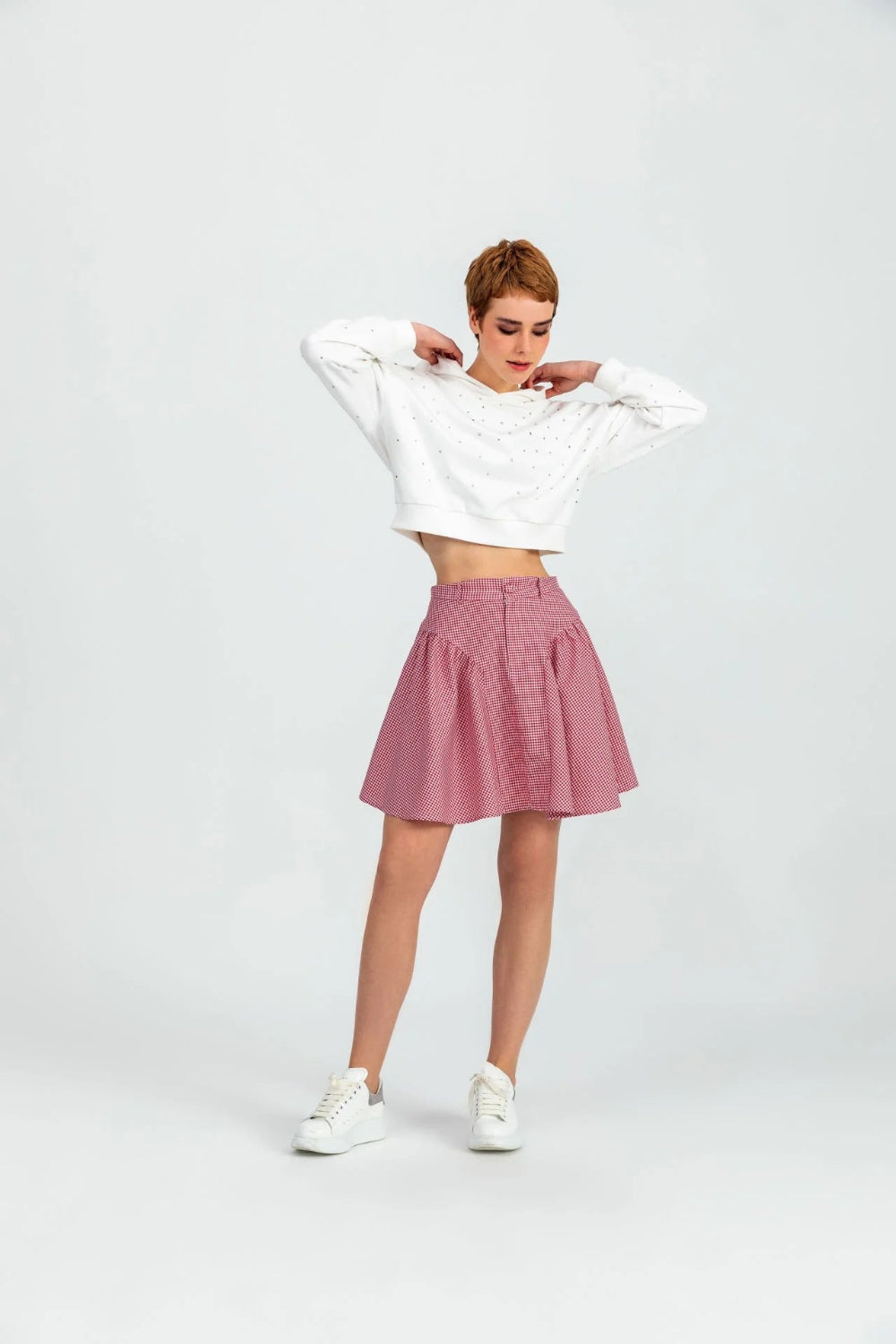 A Simple Way Co-Isabel Kırmızı Beyaz Küçük Pötikare-Etek-2-Milagron.com