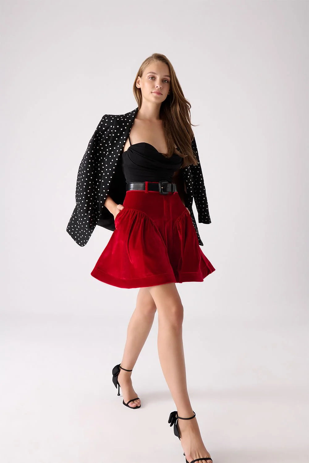 A Simple Way Co-Isabel Kırmızı Kadife-Etek-1-Milagron.com