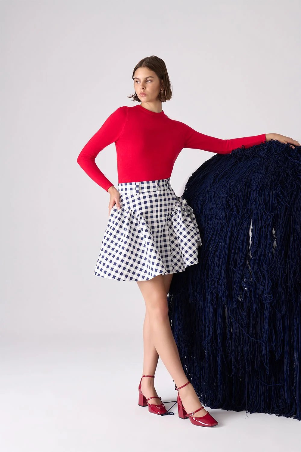 A Simple Way Co-Isabel Lacivert Beyaz Ekose-Etek-1-Milagron.com