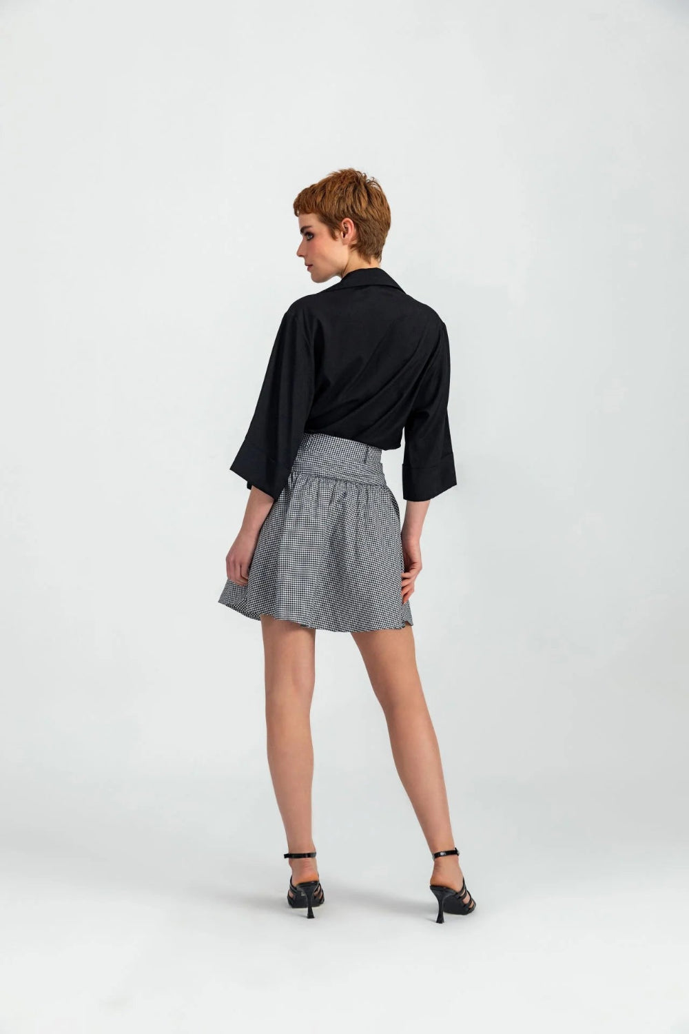 A Simple Way Co-Isabel Siyah Beyaz Küçük Pötikare-Etek-2-Milagron.com