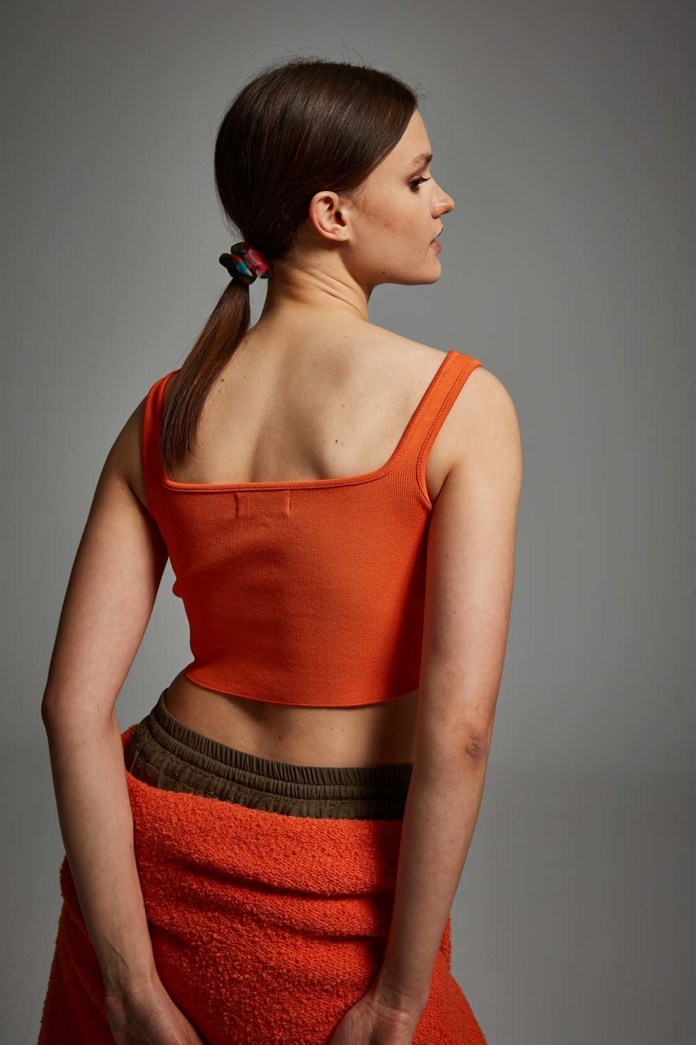 A Simple Way Co-Over All Triko Crop Top - Turuncu-Crop Top-2-Milagron.com