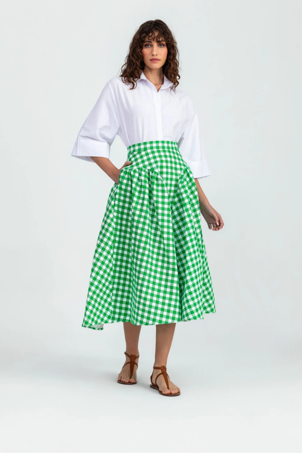 A Simple Way Co-Sofi Etek Yeşil Beyaz Ekose-Etek-1-Milagron.com