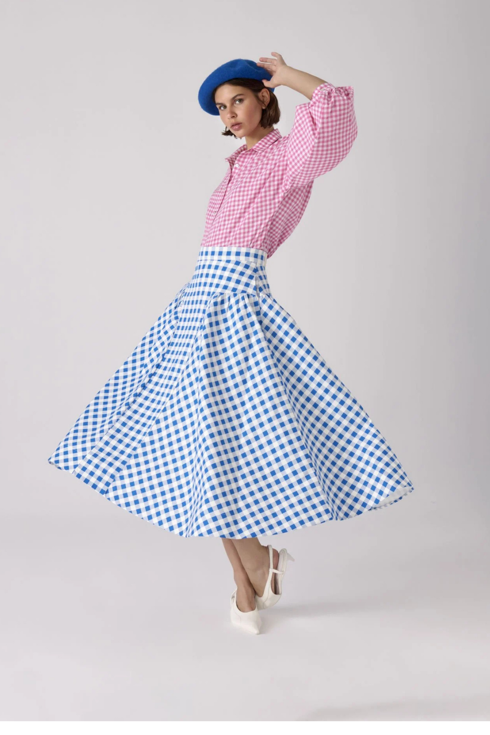 A Simple Way Co-Sofi Mavi Beyaz Ekose Etek-Etek-1-Milagron.com