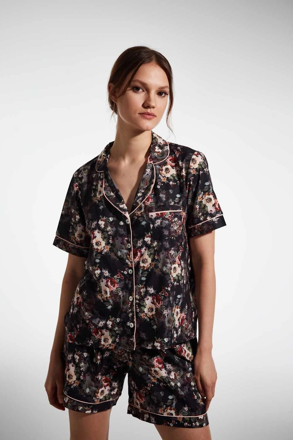 A Simple Way Co-Winter Flower Saten Pijama Takımı-Pijama Takımı-2-Milagron.com