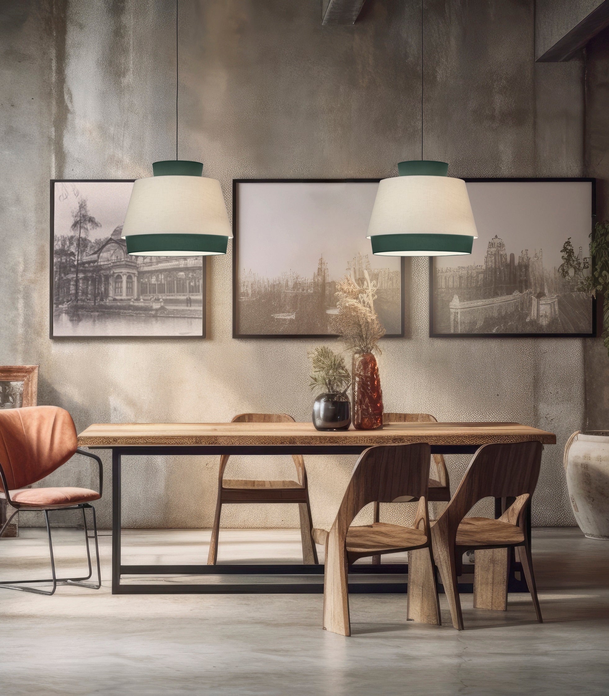 ASPEN SARKIT 1L YEŞİL-KIRIK BEYAZ Ø60X20 CM LED 1XE27