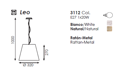 Leo Sarkit 1L White Ø32X100 Cm E27 1X20W