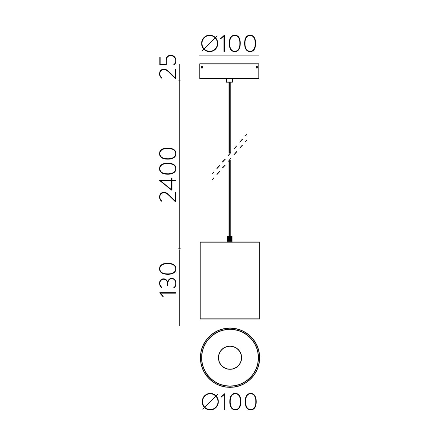 Pipe Sarkit Si̇yah Ø10X13 Cm H Max.240 Cm Led Cob 1X18W 3000K
