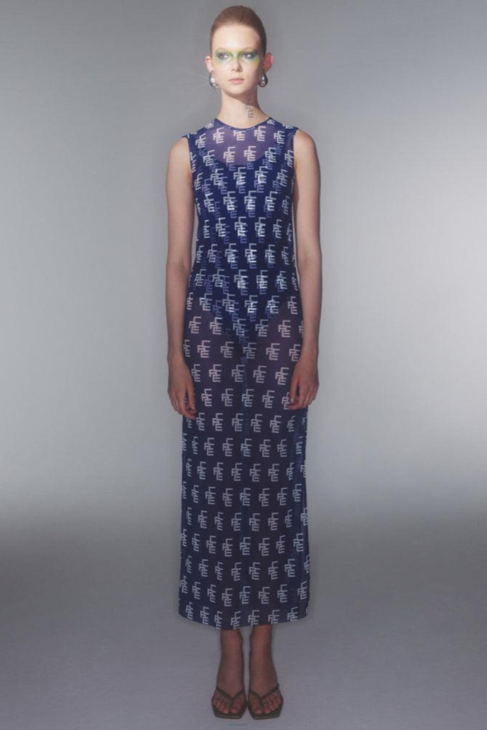 Ace Nayman-Adele Monogram Mesh Dress-Elbise-1-Milagron.com