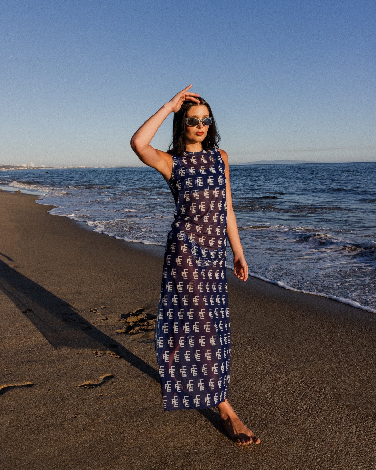 Ace Nayman-Adele Monogram Mesh Dress-Elbise-5-Milagron.com