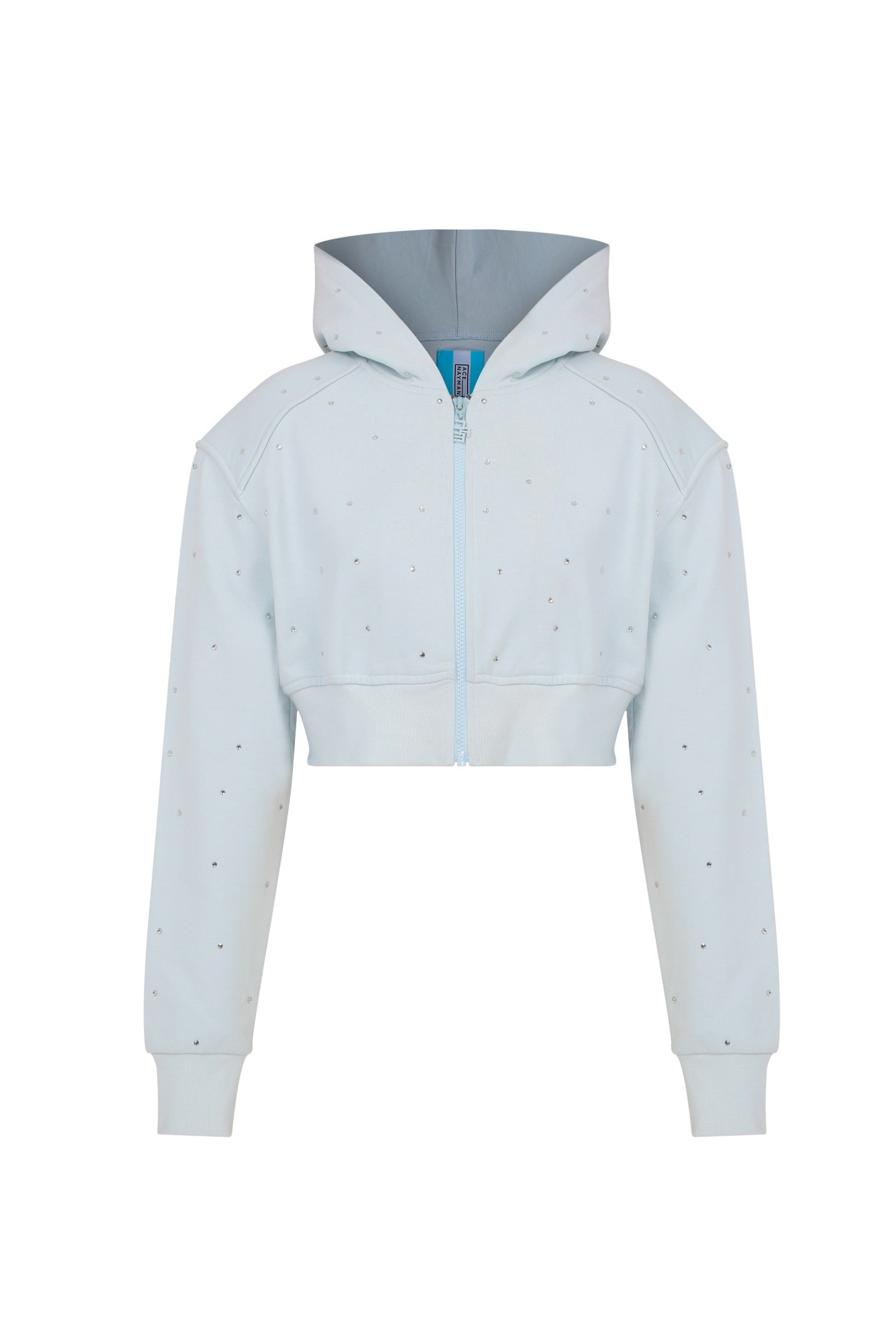 Ace Nayman-Athena Rhinestone Cropped Hoodie-Sweatshirts & Hoodies-2-Milagron.com