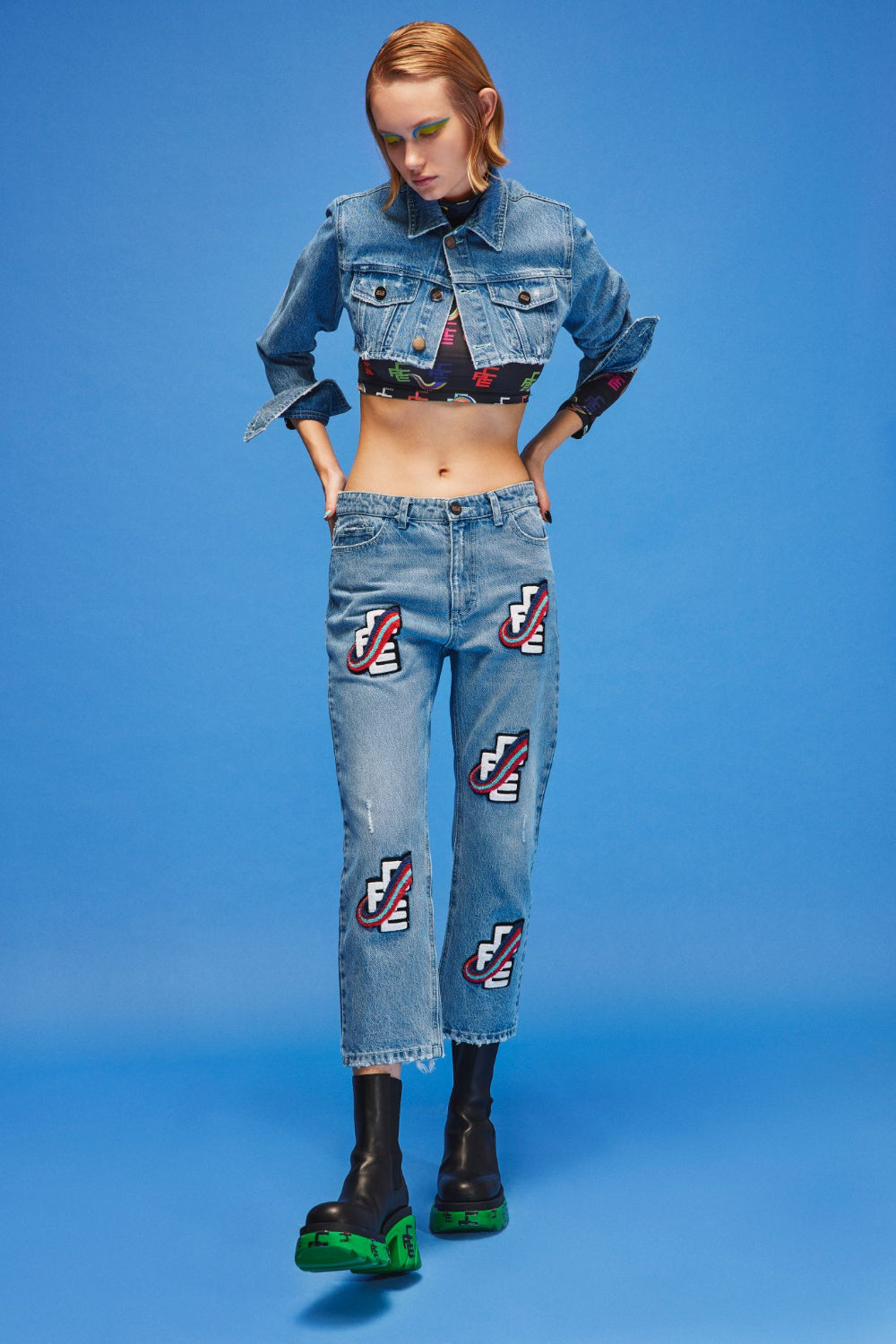 Ace Nayman-Gabriela Monogram Printed Crop Top-Crop Top-1-Milagron.com