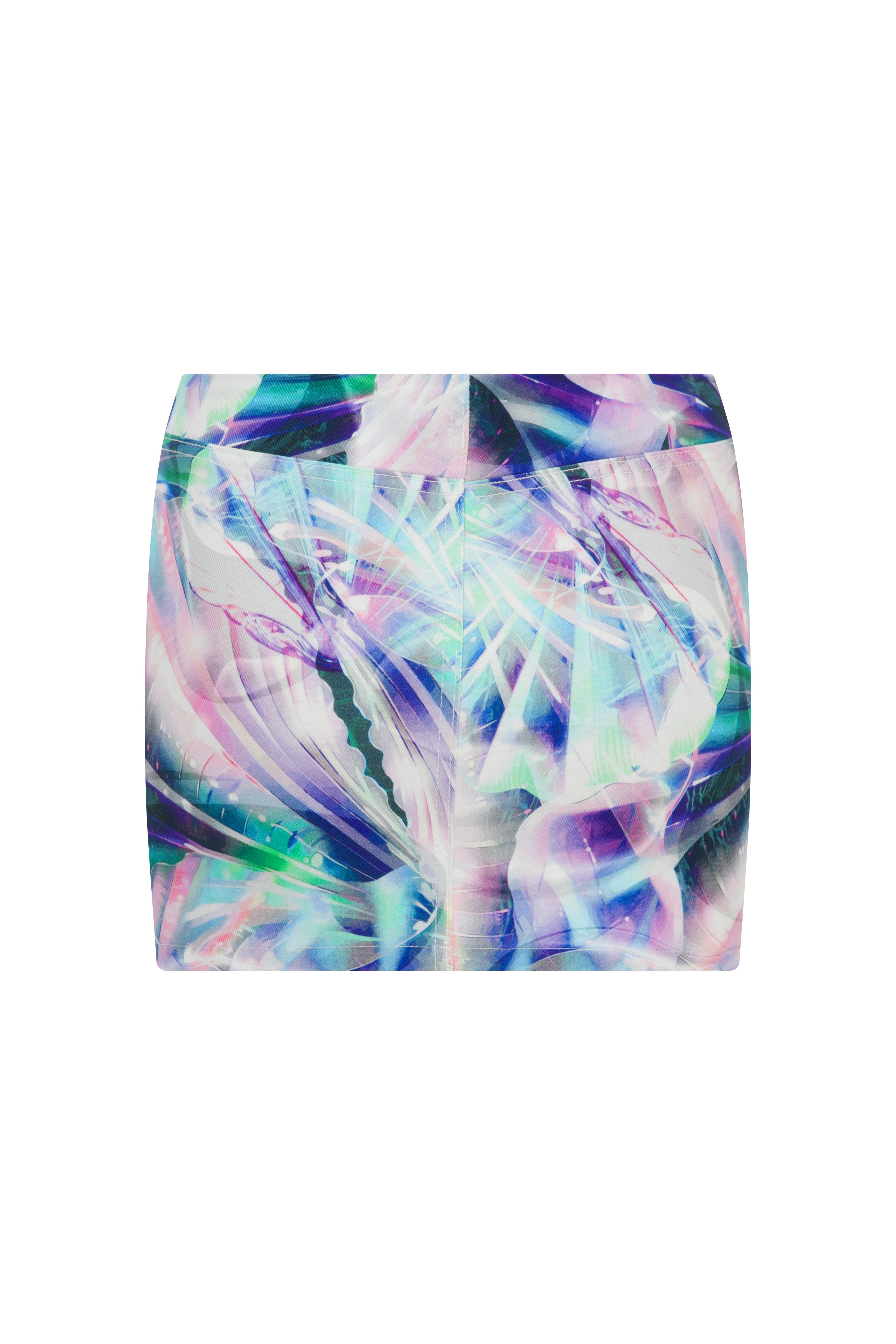 Ace Nayman-Harold Printed Denim Skirt-Etek-3-Milagron.com