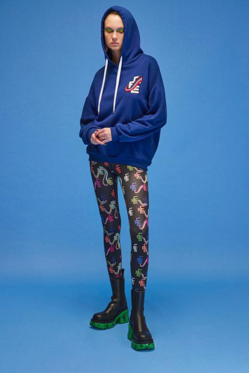 Ace Nayman-Kiara Monogram Printed Leggings-Tayt-1-Milagron.com