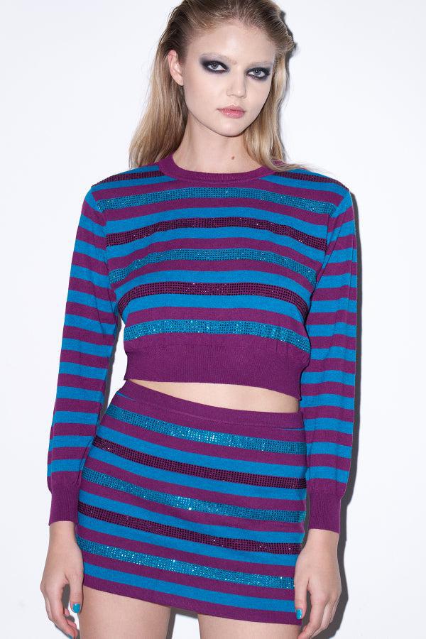 Ace Nayman-Luna Knitted Rhinestone Skirt-Etek-2-Milagron.com