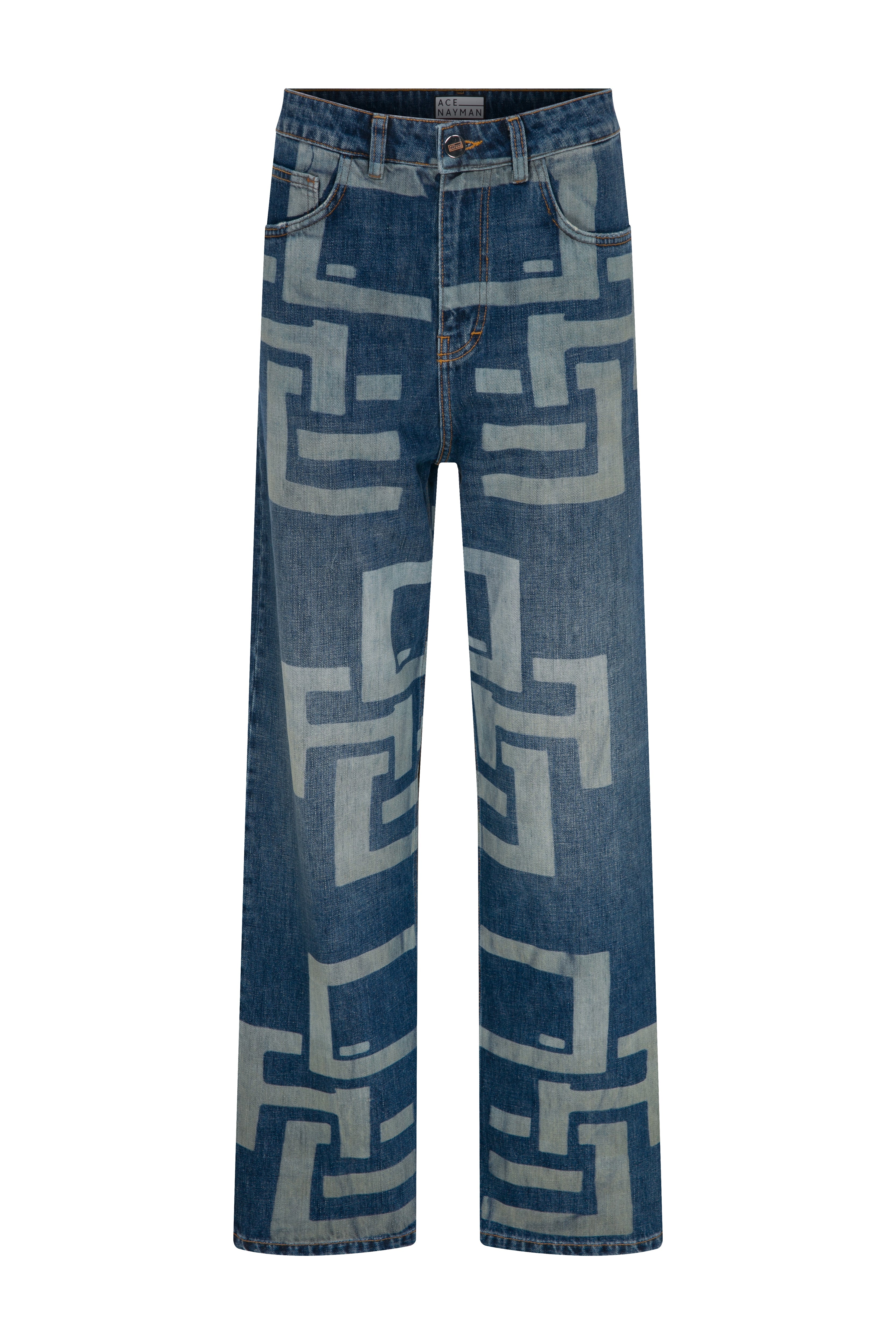 Ace Nayman-Sunny Unisex Monogram Jeans-Kot Pantolon-1-Milagron.com