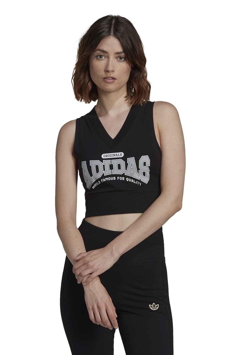 Adidas-Cropped Bodycon V-Spor Üstü-1-Milagron.com