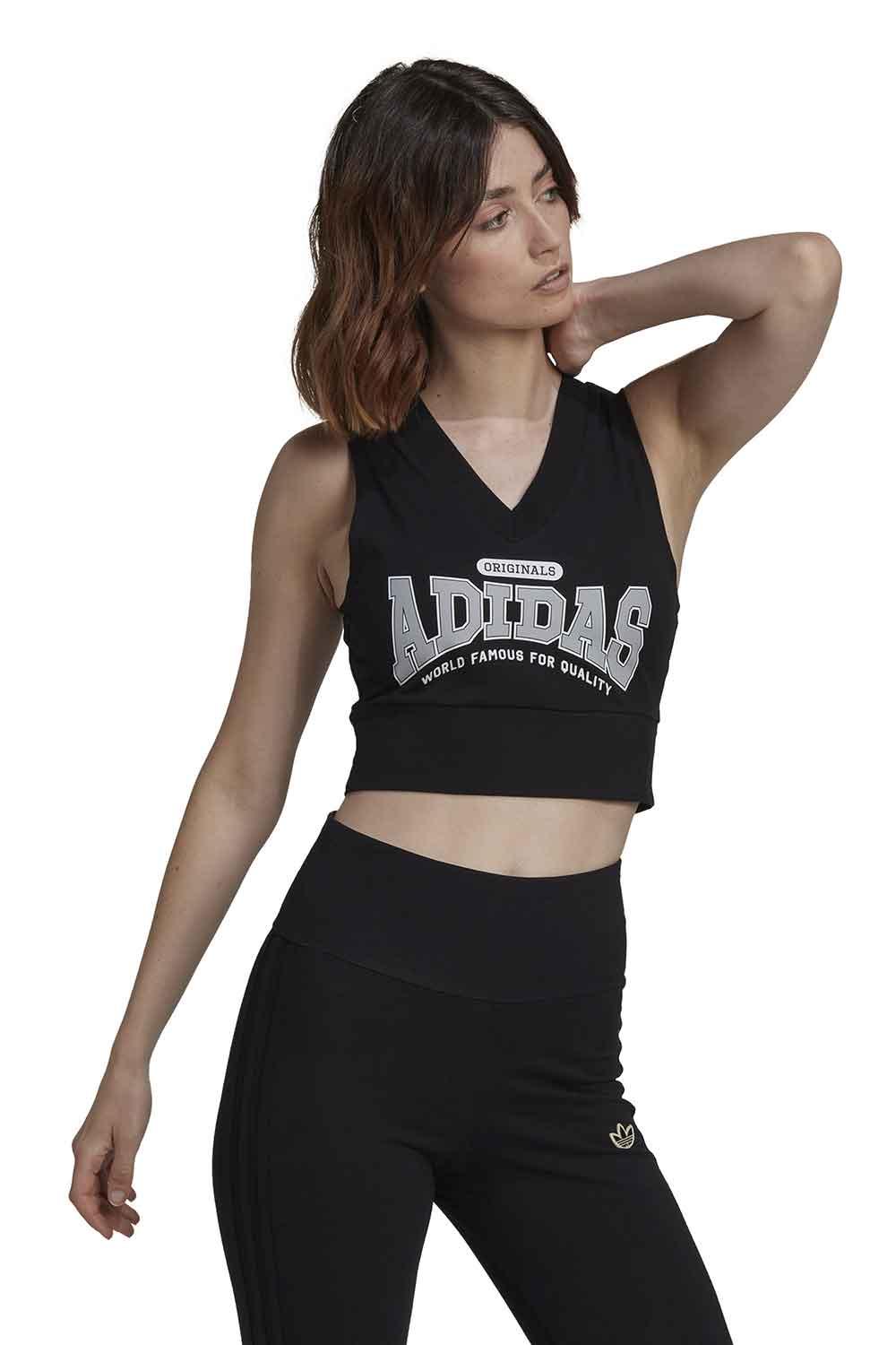 Adidas-Cropped Bodycon V-Spor Üstü-2-Milagron.com