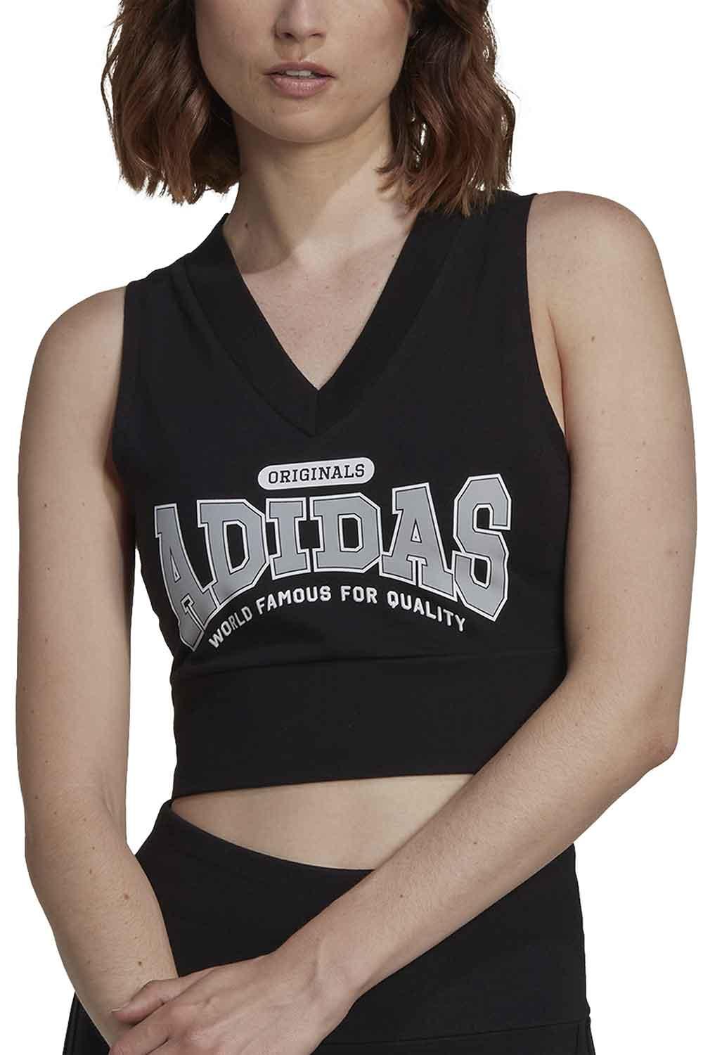 Adidas-Cropped Bodycon V-Spor Üstü-3-Milagron.com