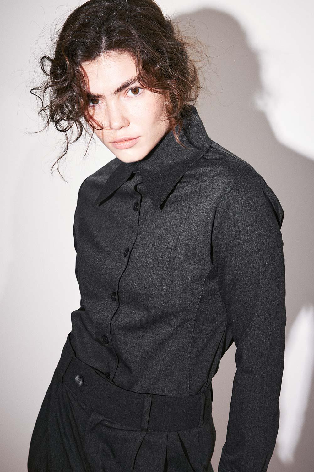 Agic-Füme Sivri Yaka Geniş Manşetli Gömlek-Gömlek-1-Milagron.com