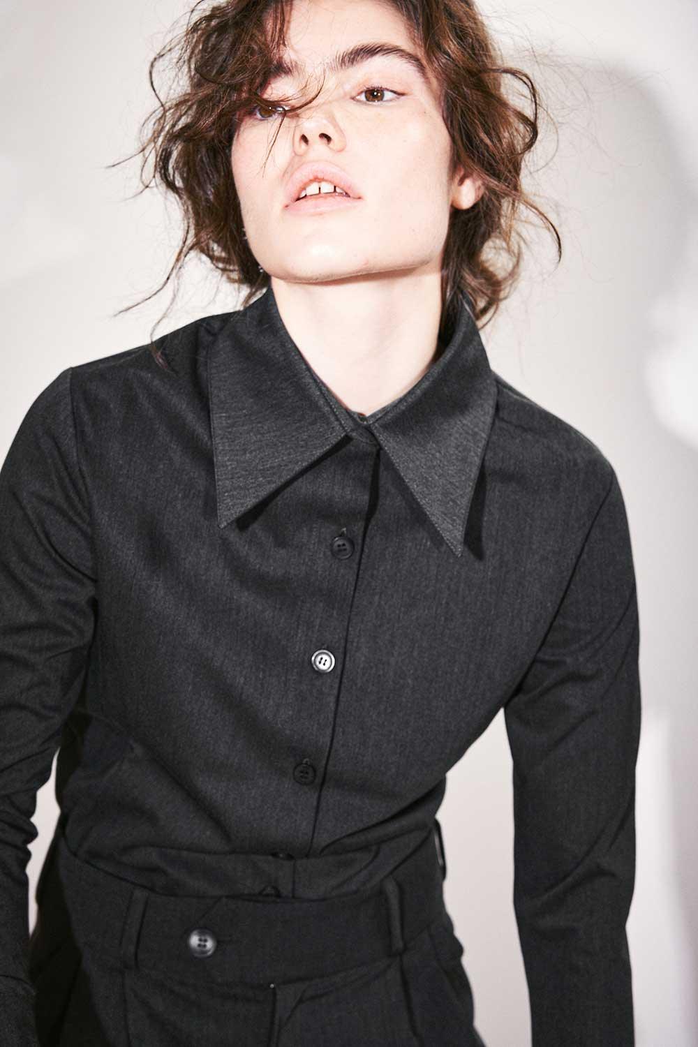 Agic-Füme Sivri Yaka Geniş Manşetli Gömlek-Gömlek-5-Milagron.com