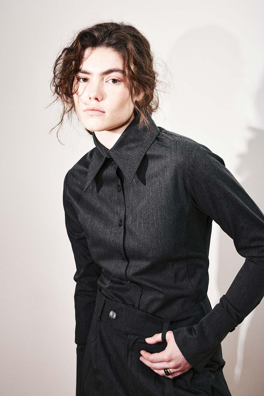 Agic-Füme Sivri Yaka Geniş Manşetli Gömlek-Gömlek-6-Milagron.com