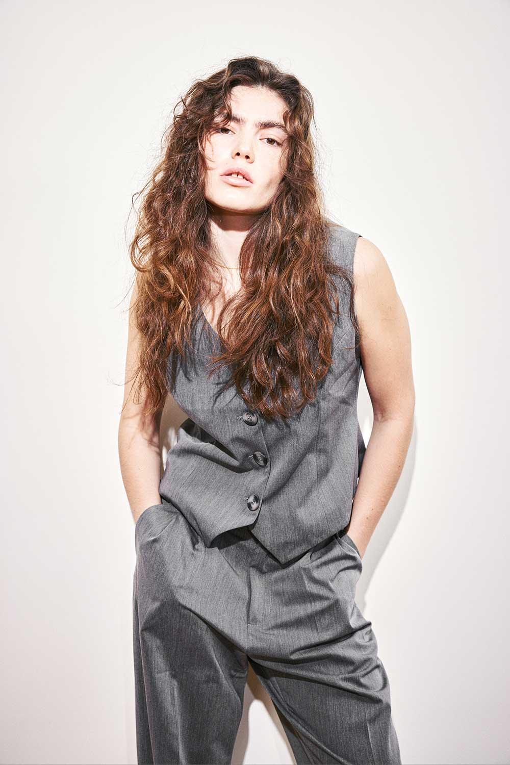 Agic-Gri Kısa Yelek-Yelek-1-Milagron.com