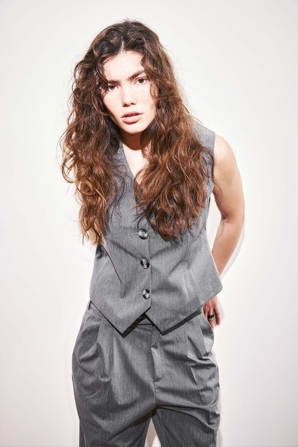 Agic-Gri Kısa Yelek-Yelek-2-Milagron.com