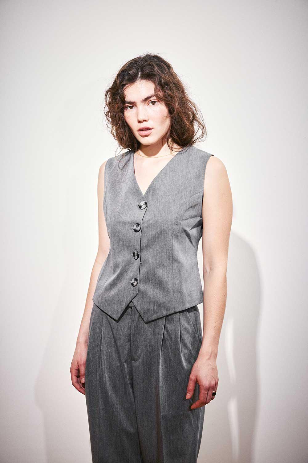 Agic-Gri Kısa Yelek-Yelek-3-Milagron.com