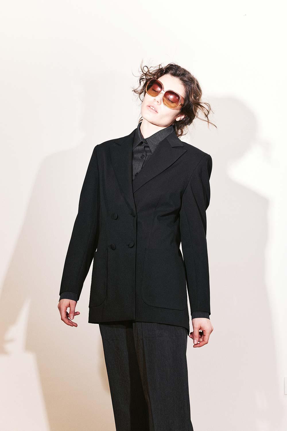 Agic-Kruvaze Yırtmaçlı Siyah Astarlı Ceket-Ceket-4-Milagron.com