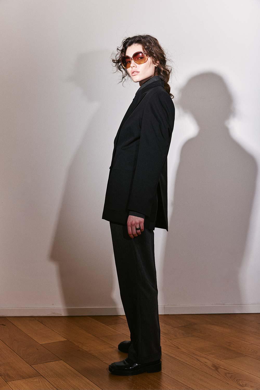 Agic-Kruvaze Yırtmaçlı Siyah Astarlı Ceket-Ceket-6-Milagron.com