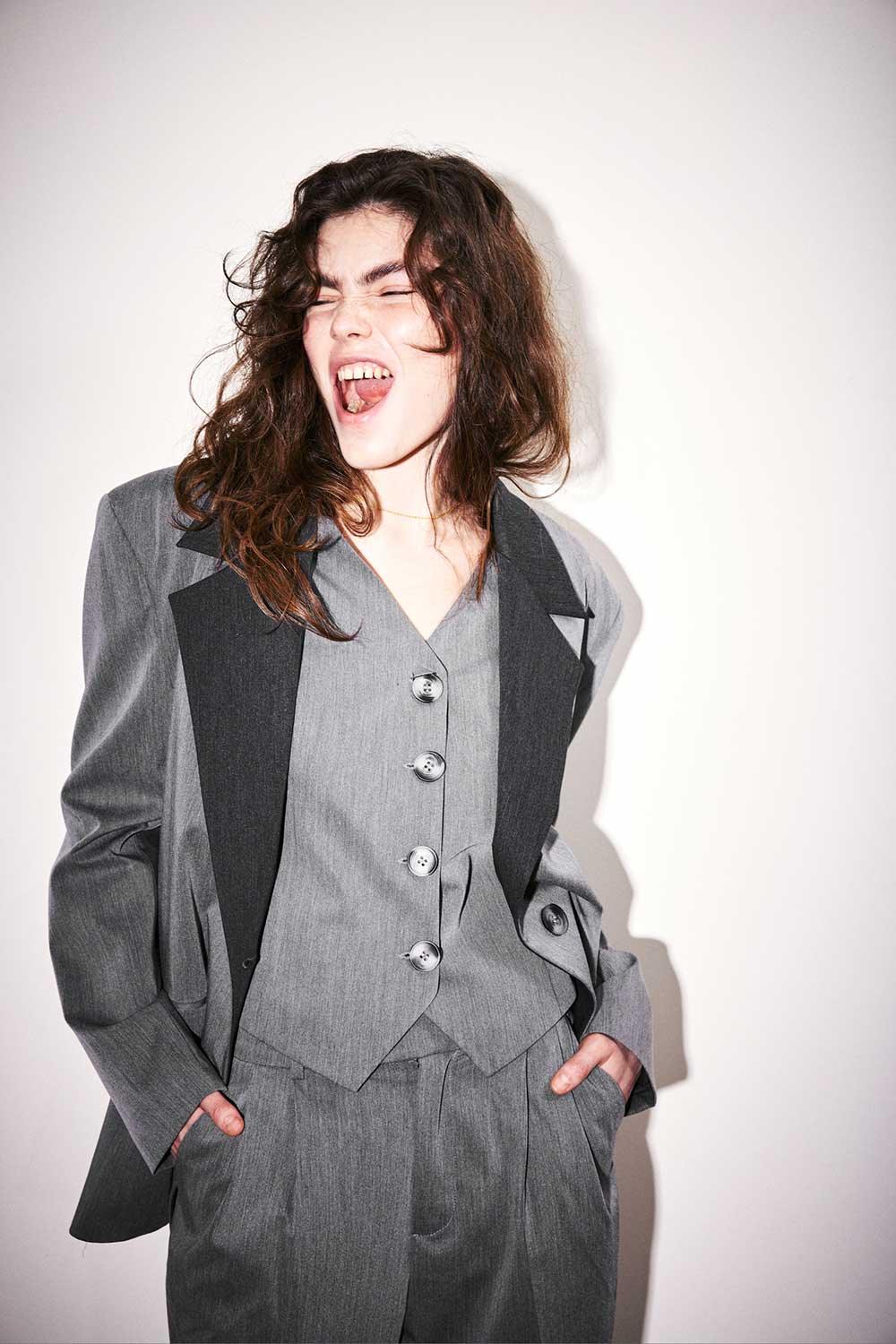 Agic-Oversize Gri Füme Astarlı Ceket-Ceket-3-Milagron.com