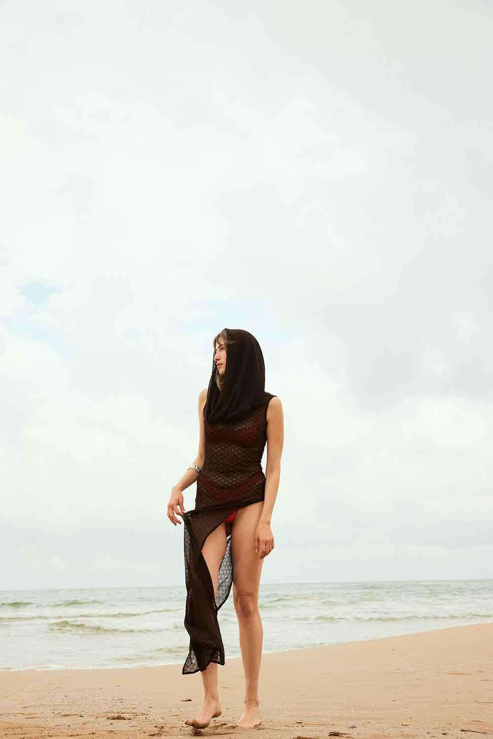 Agic-SUMMER ISLAND KAPİŞONLU PLAJ ELBİSESİ-Elbise-3-Milagron.com