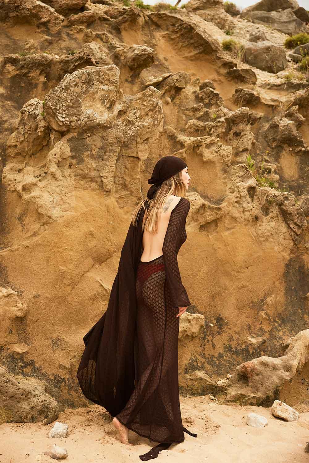 Agic-SUNBATHE SIRT AÇIK UZUN PLAJ ELBİSESİ-Elbise-9-Milagron.com