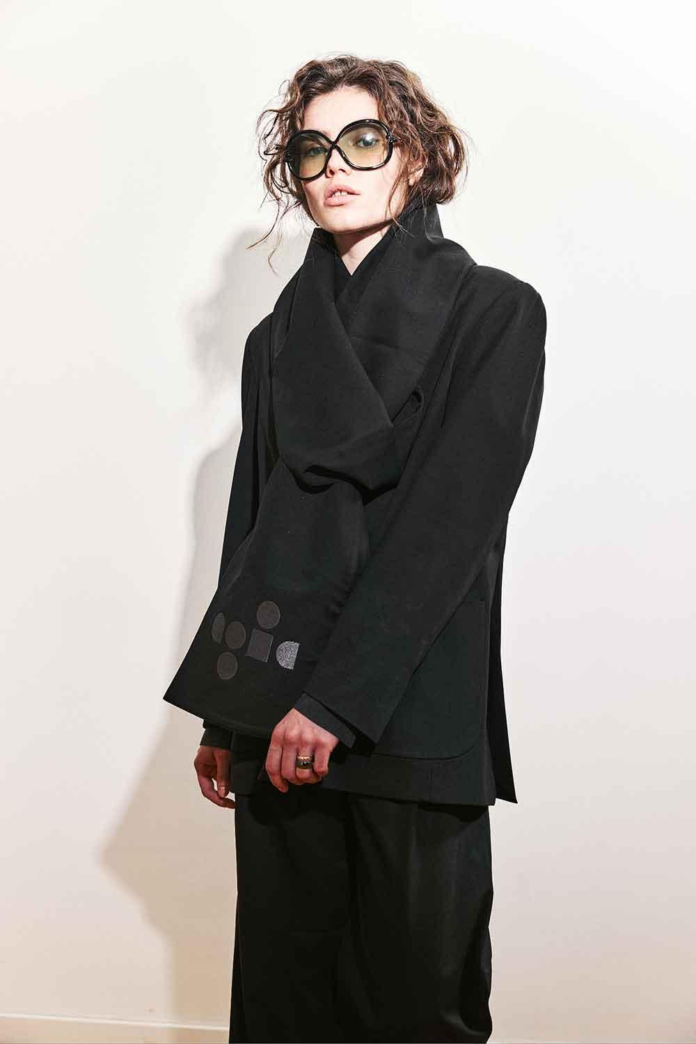 Agic-Siyah Uzun Kumaş Şal-Şal & Fular-1-Milagron.com