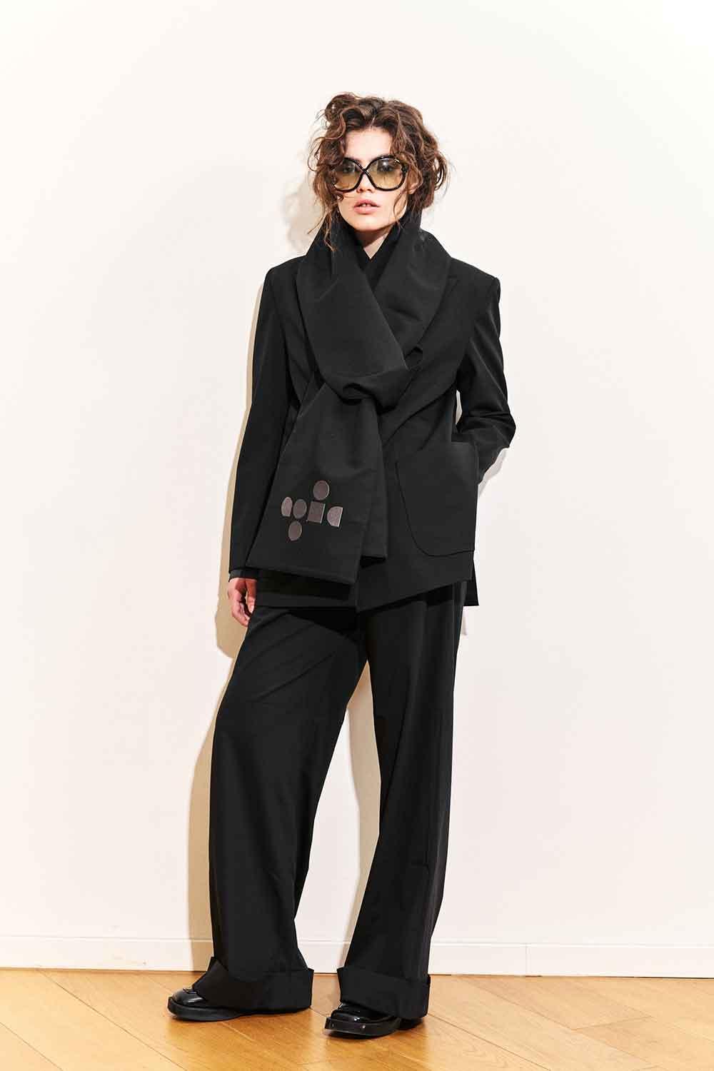 Agic-Siyah Uzun Kumaş Şal-Şal & Fular-2-Milagron.com