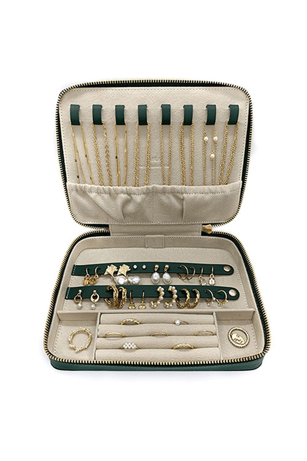 Aika Concept-Large Jewelry Bag Koyu Yeşil-Takı Çantası-2-Milagron.com