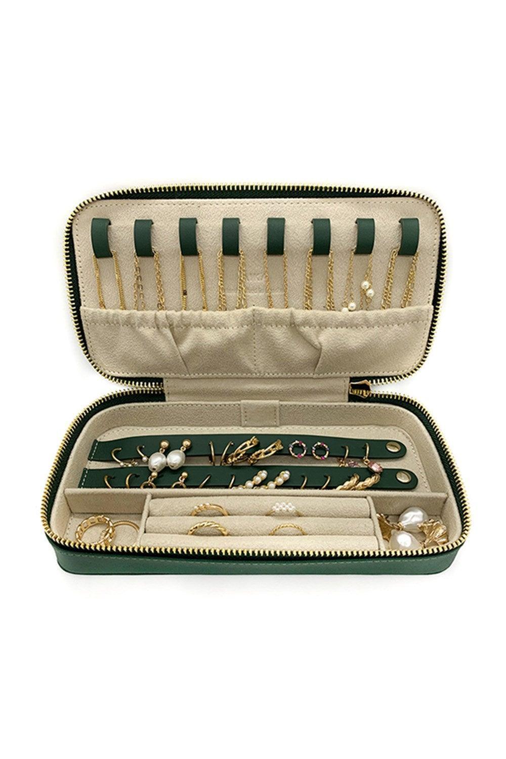 Aika Concept-Medium Jewelry Bag Koyu Yeşil-Takı Çantası-2-Milagron.com