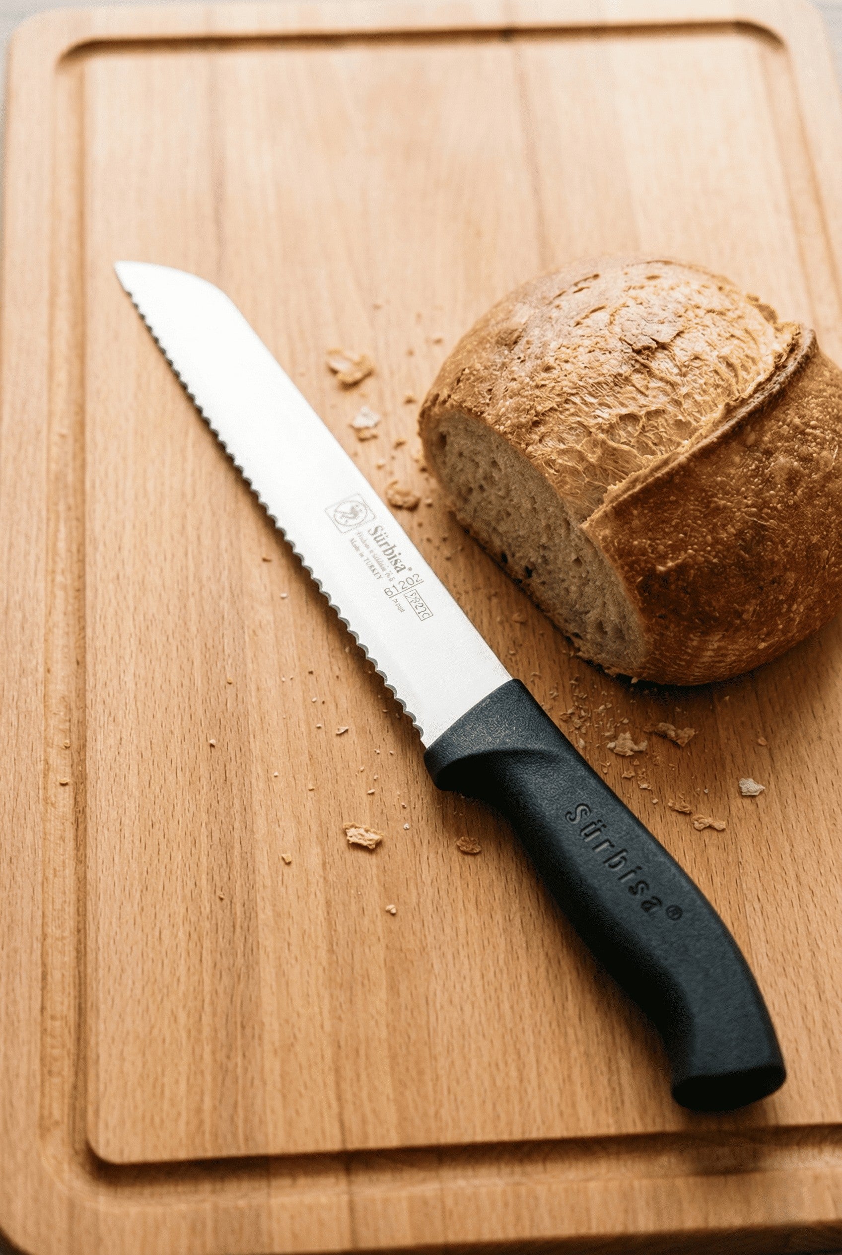 Ekmek Kesme Bıçağı Lazer Bilemeli Tırtıklı Vakfıkebir Ekmeği Dilimleme Bıçak Sürmene Sürbisa 61202