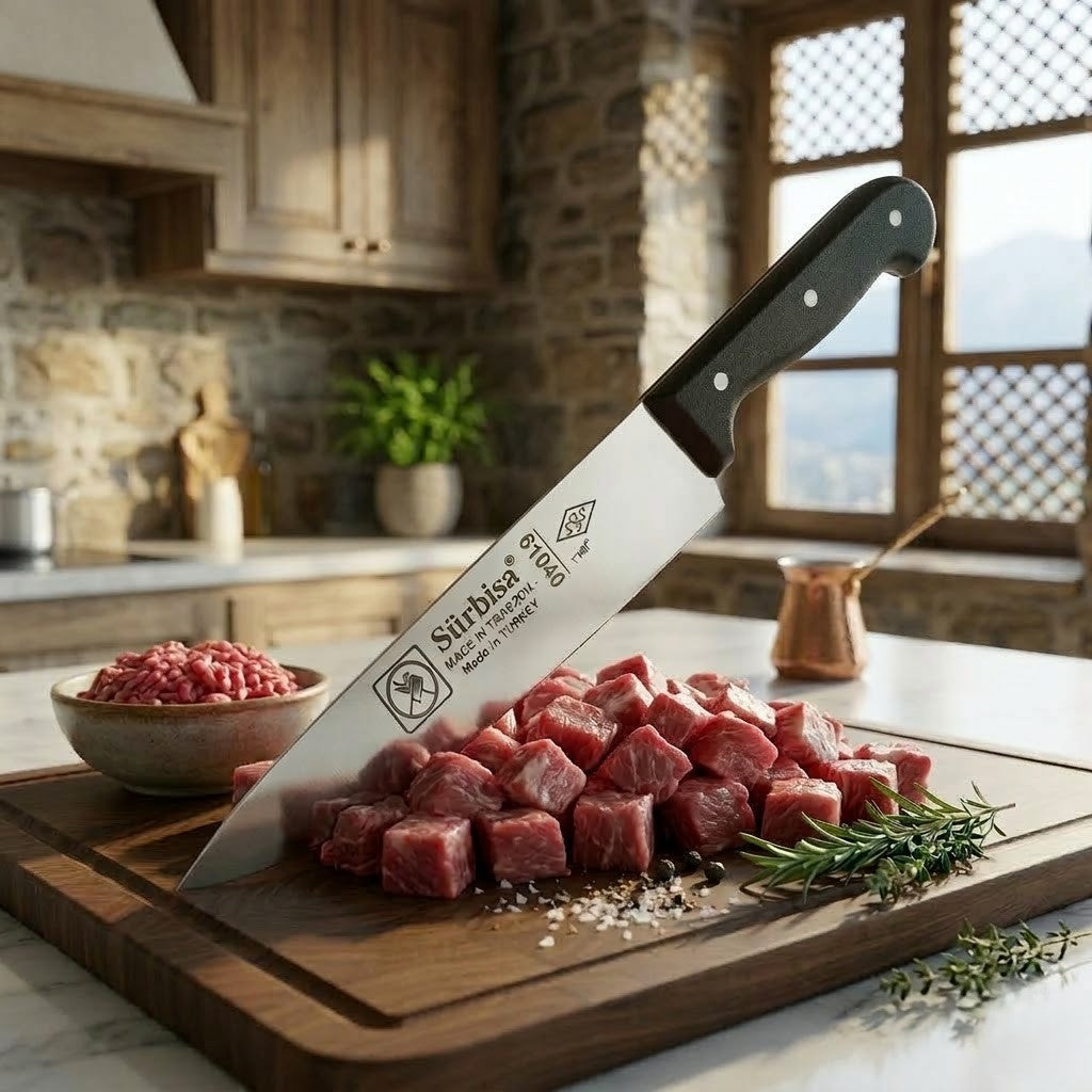 Sürmene Kasap Bıçağı Pimli Sap 28 Cm Kelle Kuşbaşı Kesim Kemik Sıyırma Doğrama Bıçağı Sürbisa 61040