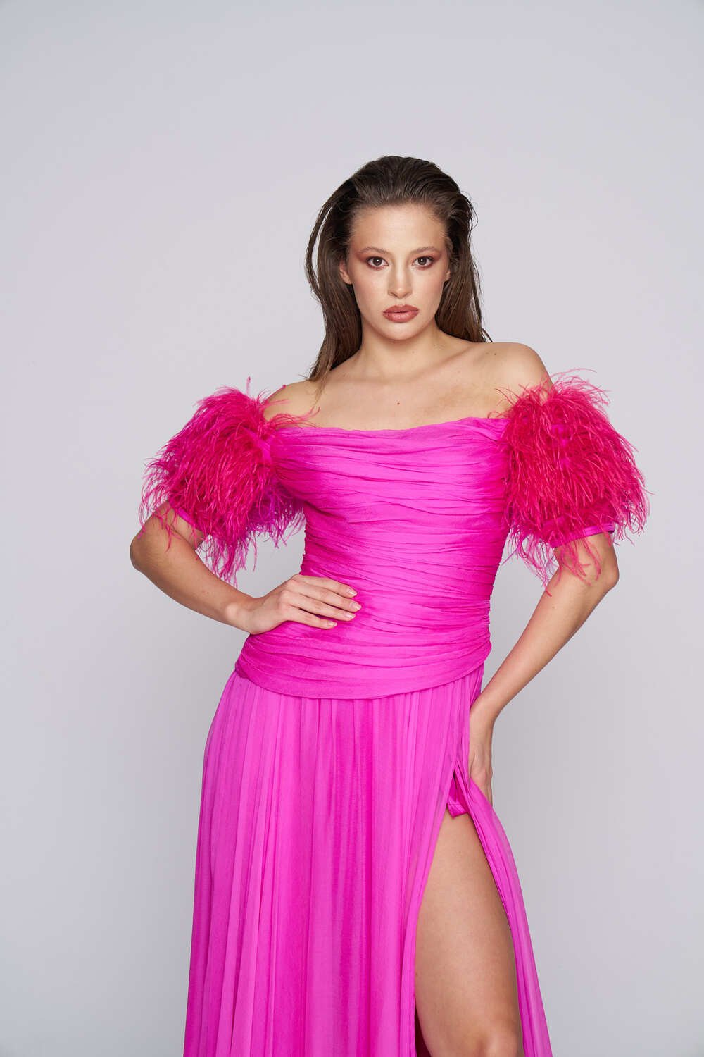 Alaii-İpek Şifon Uzun Elbise-Elbise-2-Milagron.com