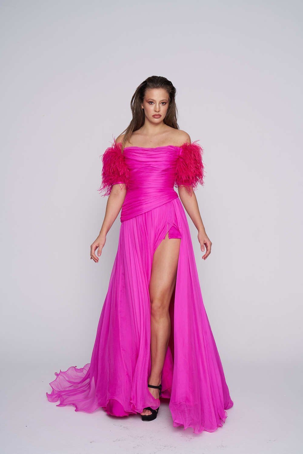 Alaii-İpek Şifon Uzun Elbise-Elbise-3-Milagron.com