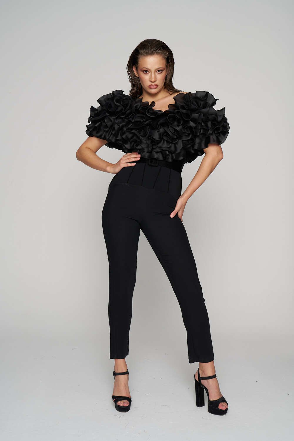 Alaii-Yaka Volanlı İpek Organze Tulum-Tulum-1-Milagron.com