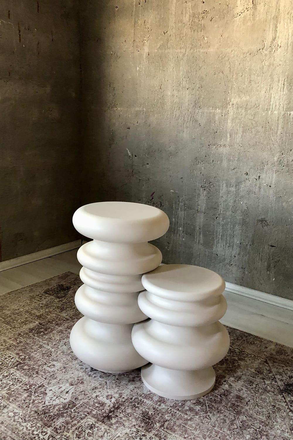 Alanco Design-Pureline Açık Bej Kompakt 2'li Yan Sehpa-Sehpa-1-Milagron.com