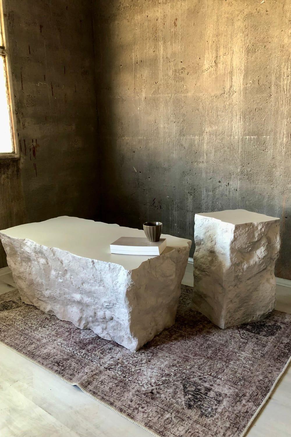 Alanco Design-Taş Görünümlü Polyester Orta Sehpa-Sehpa-3-Milagron.com