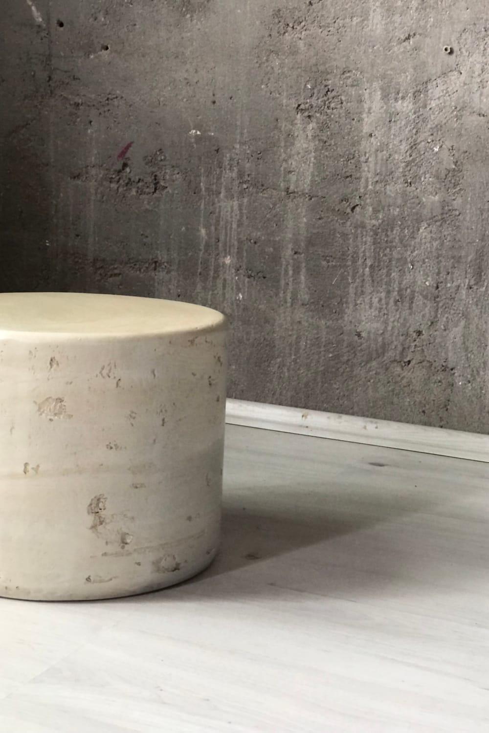 Alanco Design-Traverten Görünümlü Polyester Kısa Yan Sehpa-Sehpa-2-Milagron.com